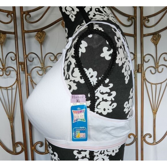 VTG. Hanes White Pink Trim Bra X-Large NEW Comfort Flex Fit - Picture 5 of 5